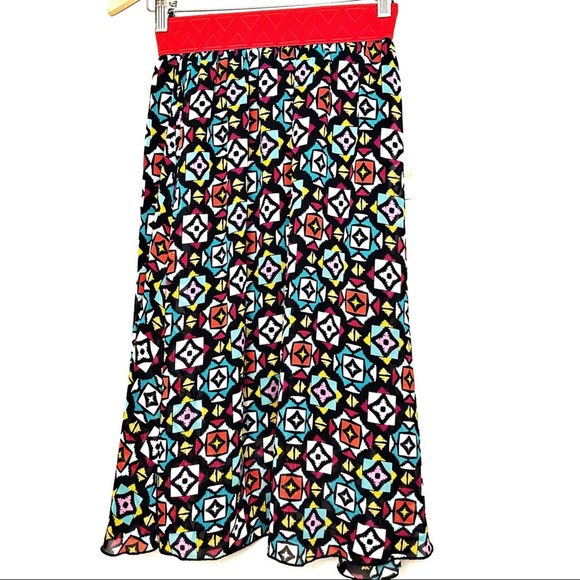 LuLaRoe Lola Colorful Geometric Boho Print Midi Skirt Size XXS NWT - Picture 2 of 7